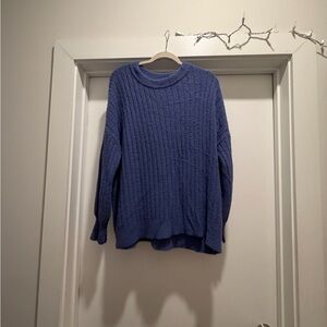 AERIE Cozy Cable-Knit Blue Sweater